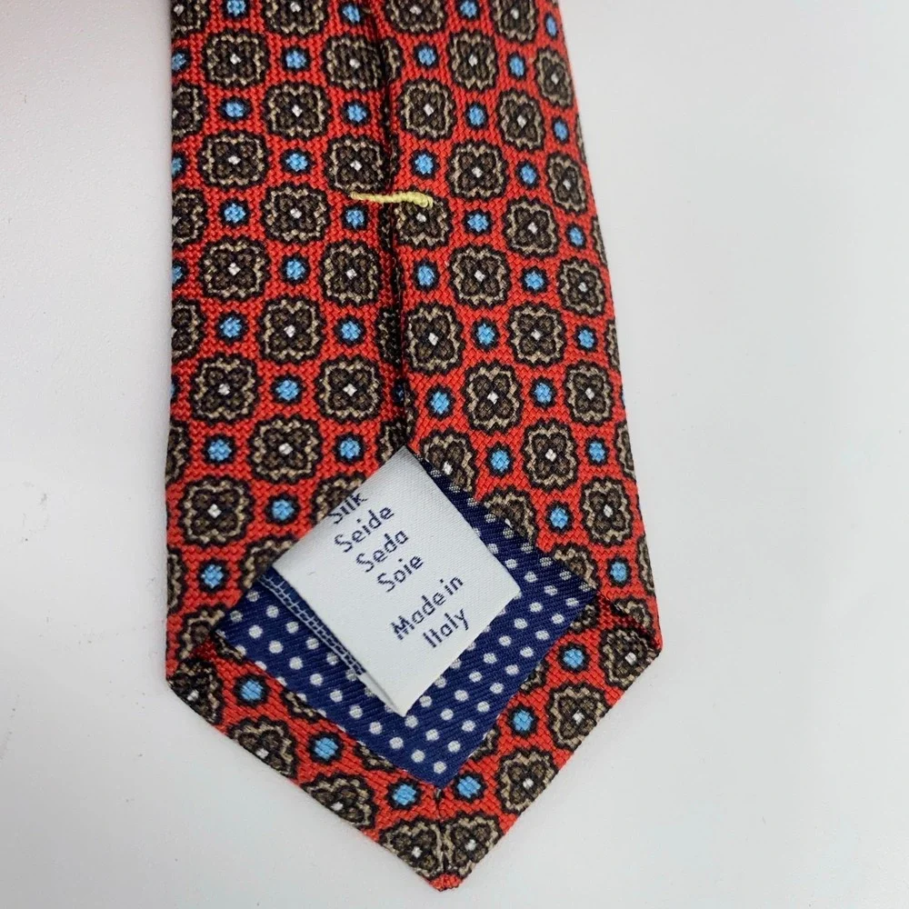 Eton Tie Mens One Size Multi Floral Silk Professional Luxury Necktie Italy Made
